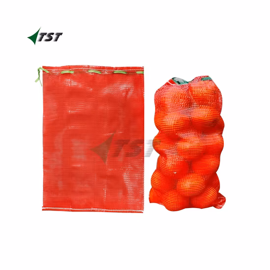Pink Red Greenn HDPE Mono Mesh Bag with Drawstring for Packing Garlic
