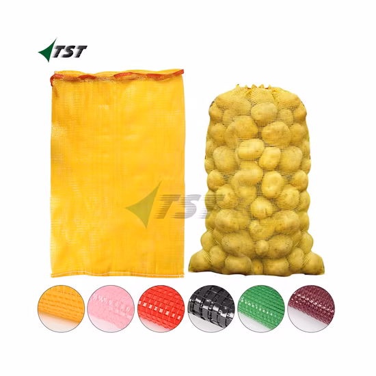 Pink Red Greenn HDPE Mono Mesh Bag with Drawstring for Packing Garlic