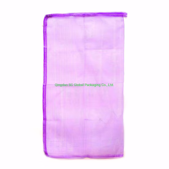 GRS SGS CE Großhandel langlebige Kunststoff-Kordelzugverpackung 50 lb 50 kg Kartoffel Zwiebel Kohl Knoblauch Obst Orange Bohnen Brennholz Leere PP-Röhrendreher-Maschennetztasche