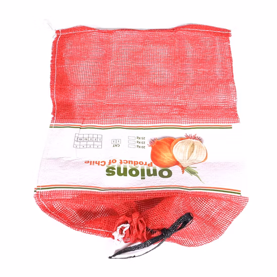 Hochwertiger, maßgeschneiderter PP-Netzbeutel mit Kordelzug zum Verpacken von Kartoffeln, Zwiebeln, Knoblauch, Gemüse und Obst