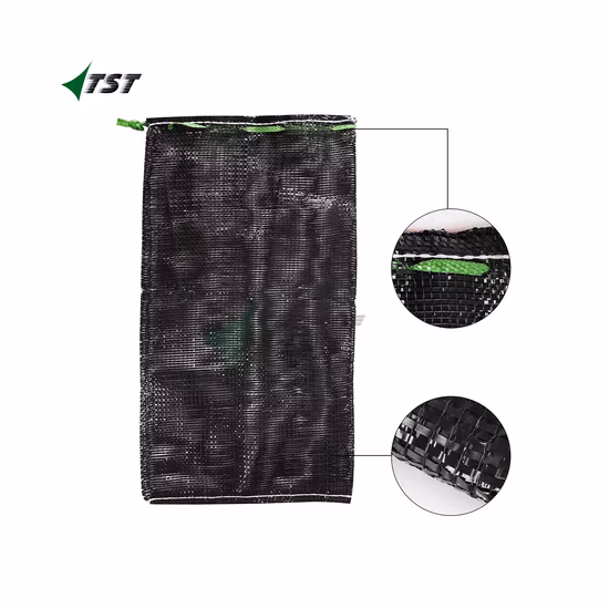 Rosa-rot-grüner HDPE-Mono-Netzbeutel mit Kordelzug zum Verpacken von Knoblauch