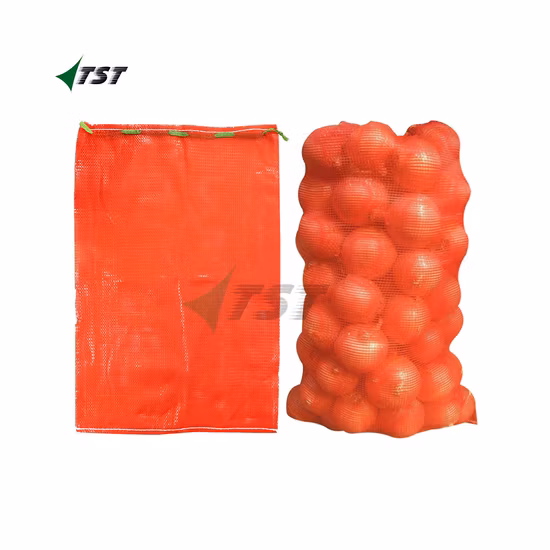 Hochwertiger, maßgeschneiderter PP-Netzbeutel mit Kordelzug zum Verpacken von Kartoffeln, Zwiebeln, Knoblauch, Gemüse und Obst